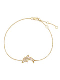 18K Yellow Gold Diamond Dolphin Chain Bracelet N345176