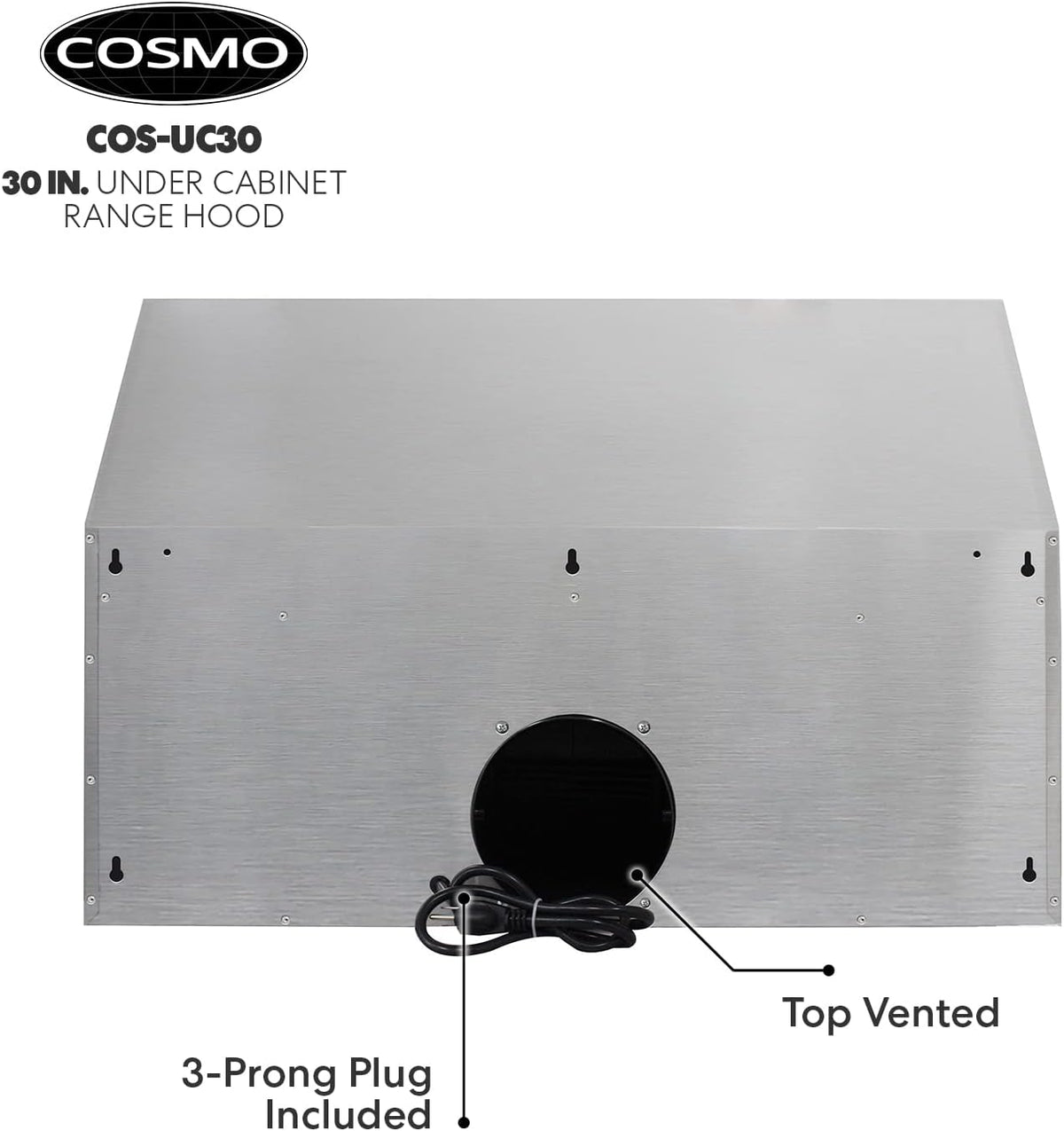 30 in. Under Cabinet Range Hood Ductless Convertible Duct with 3-Speed Fan and LED Lights in Stainless Steel G286466
