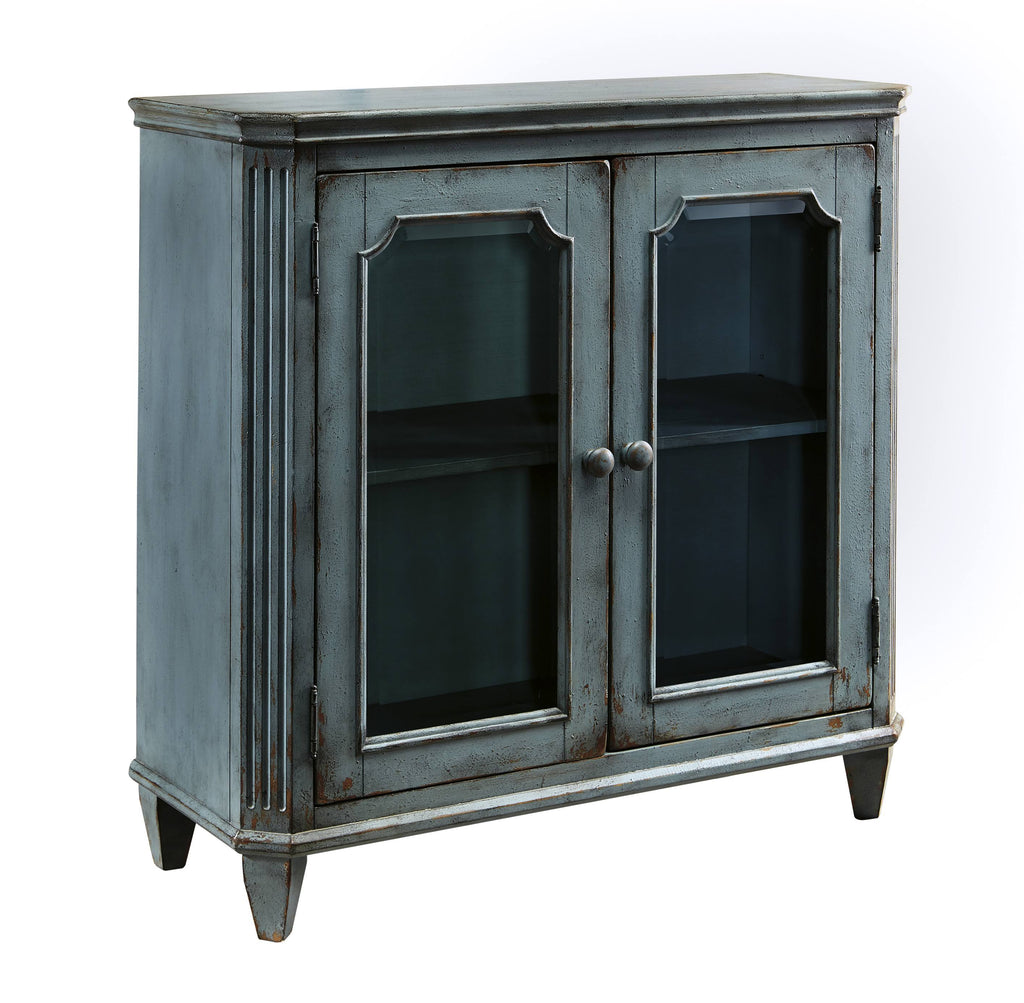 Antique Teal Door Accent Cabinet R903