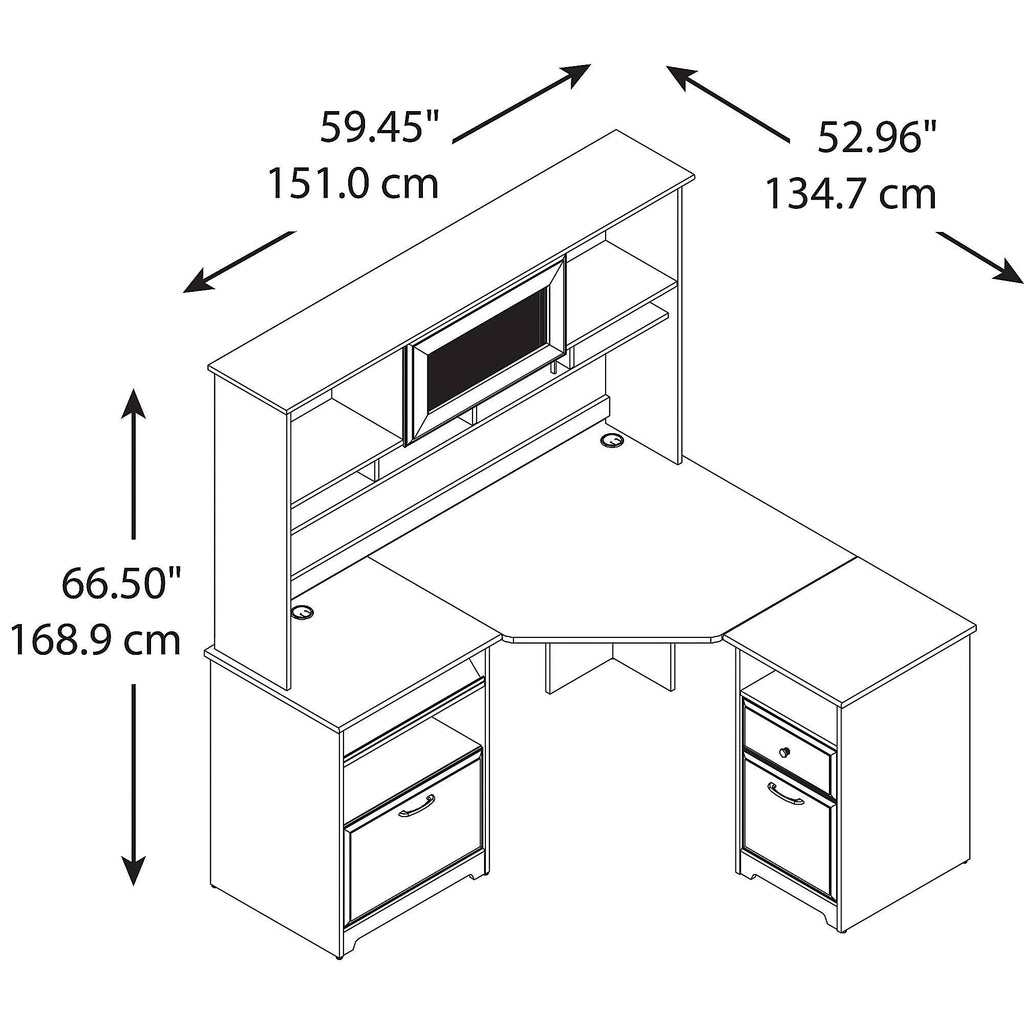 Corner Desk with Hutch and 2 Drawer File Cabinet Q834