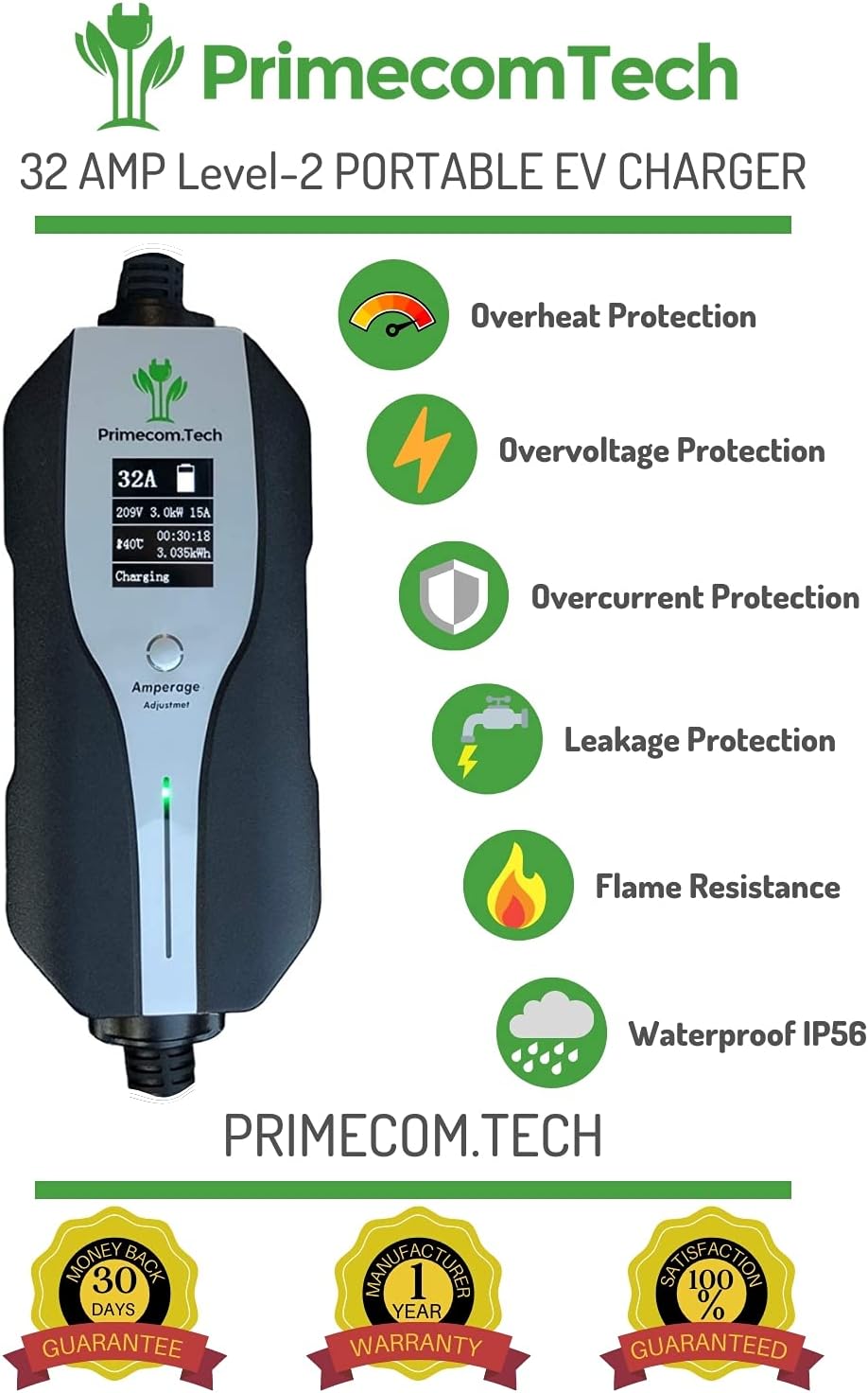 Level 2 Electric Vehicle Charger with 40Ft Cable D759801