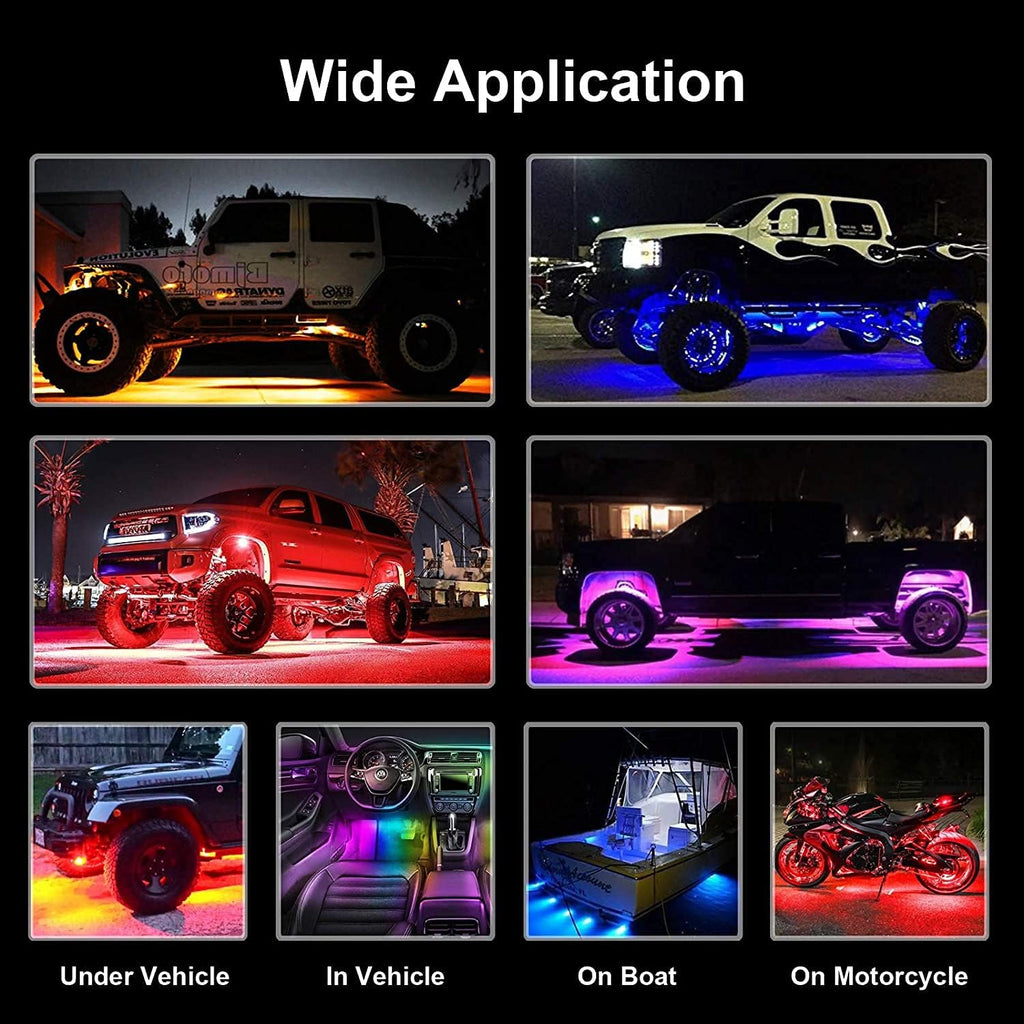 8 Pods Multicolor Waterproof LED Rock Lights for Trucks UTV ATV Jeep O730