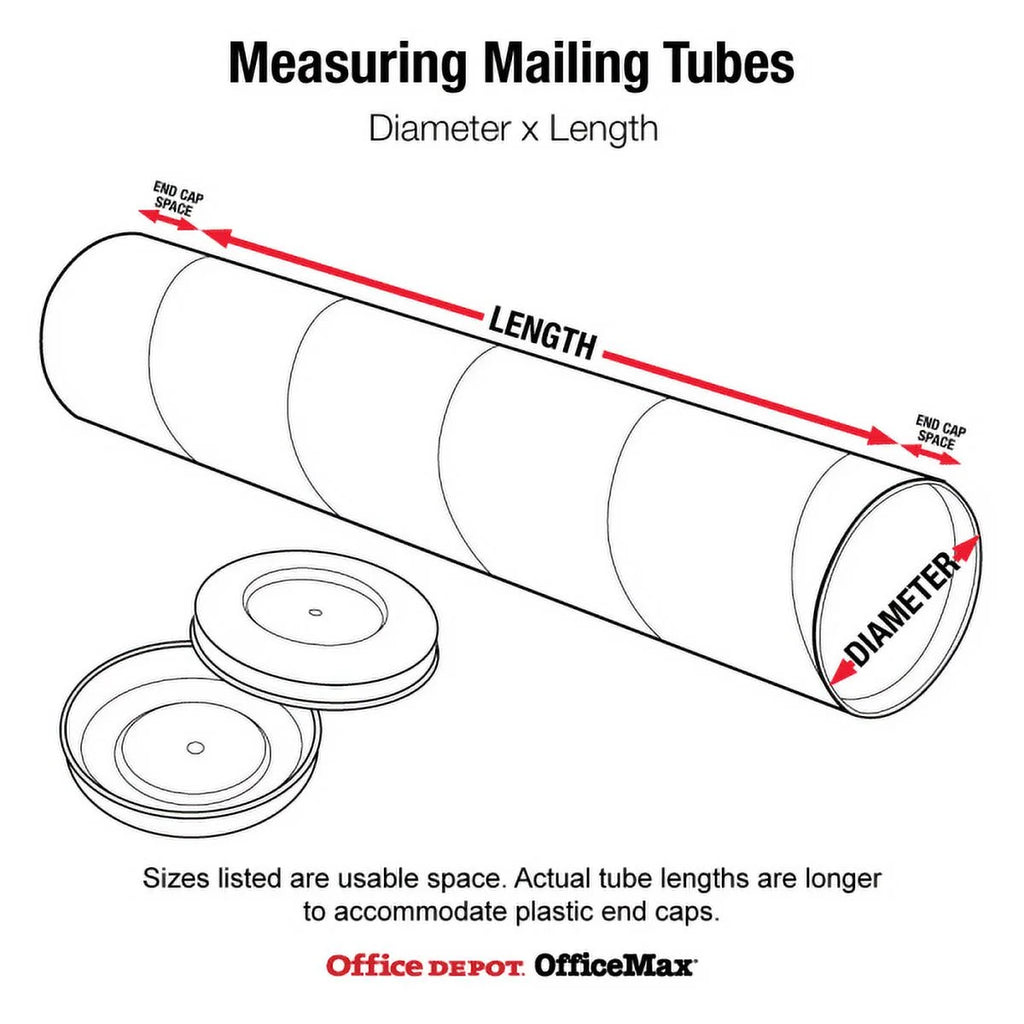 Mailing Tubes with Caps, 1-1/2x9, White, 50/CS N7859