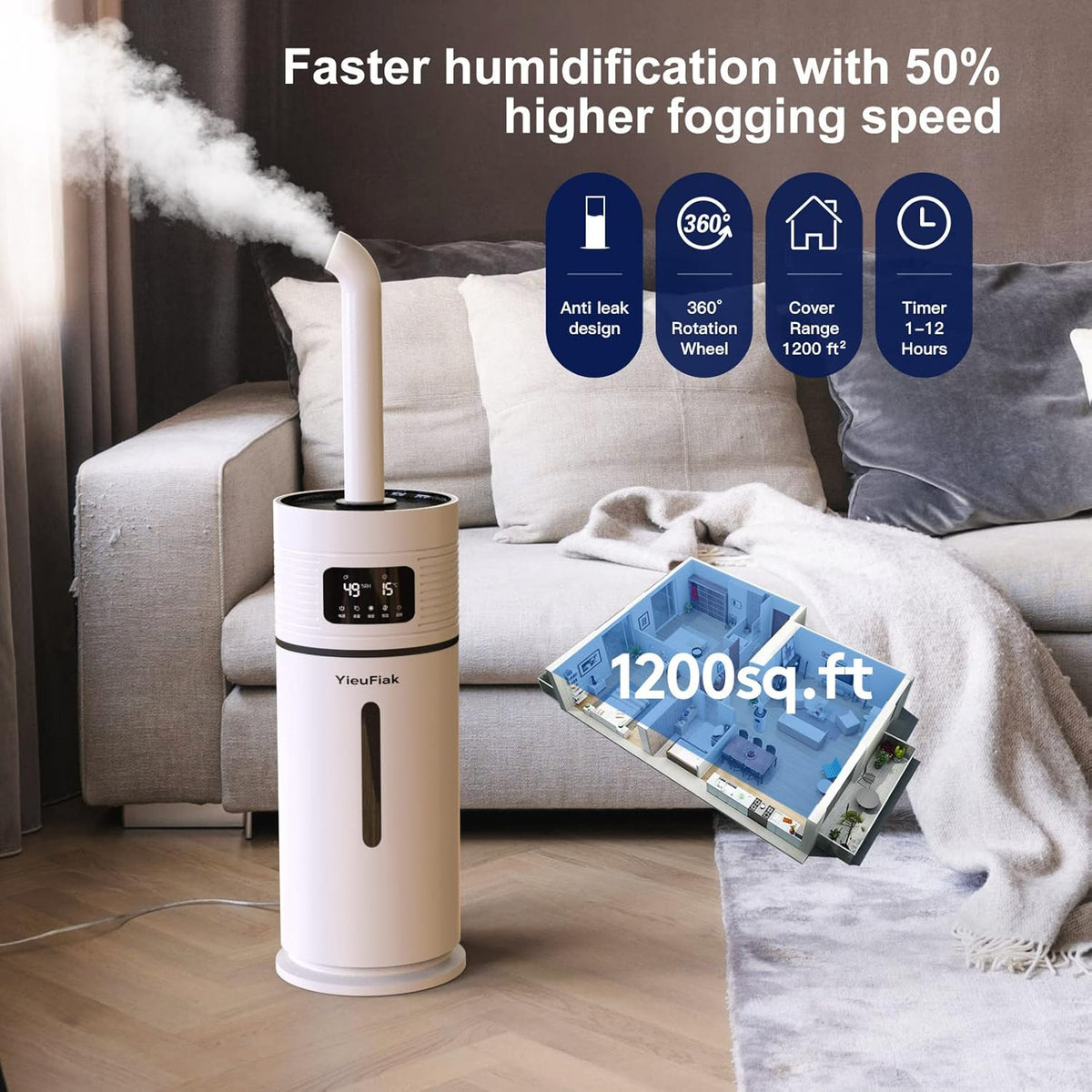15L/3.96Gal Top Fill Ultrasonic Cool Mist Humidifier S2136