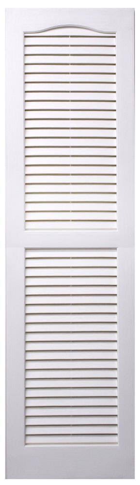 2-Pack White Louvered Vinyl Exterior Shutters S861