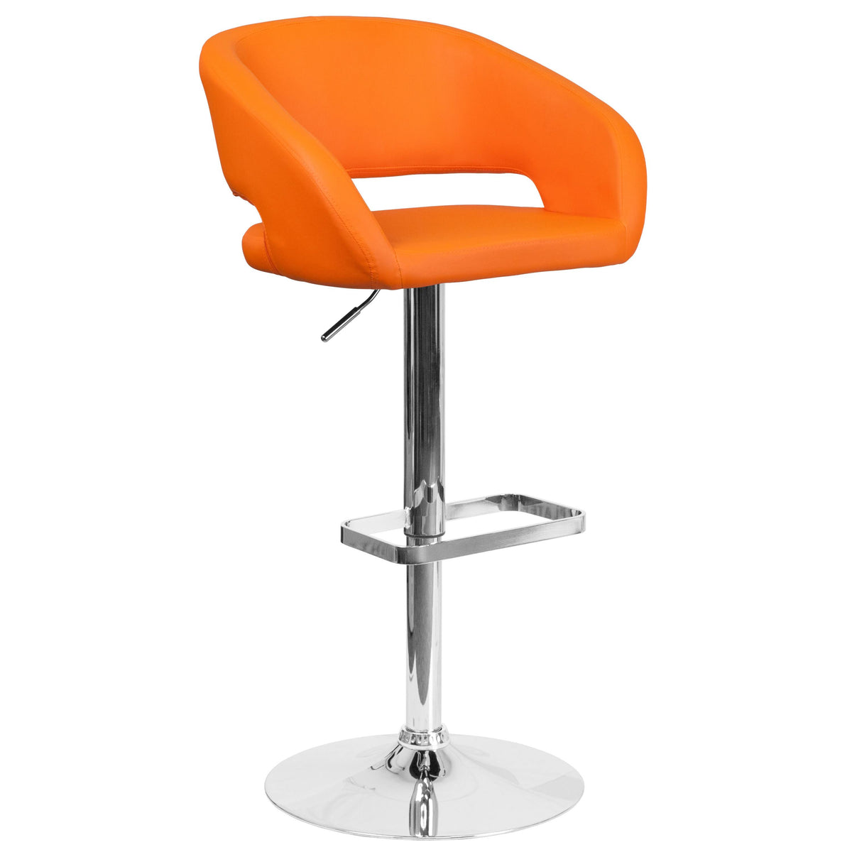 Chrome Base Adjustable Height Bar Stool (Grey Fabric) I5407