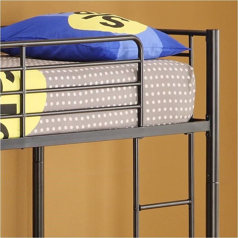 Twin Over Twin Metal Bunk Bed in Black N36329