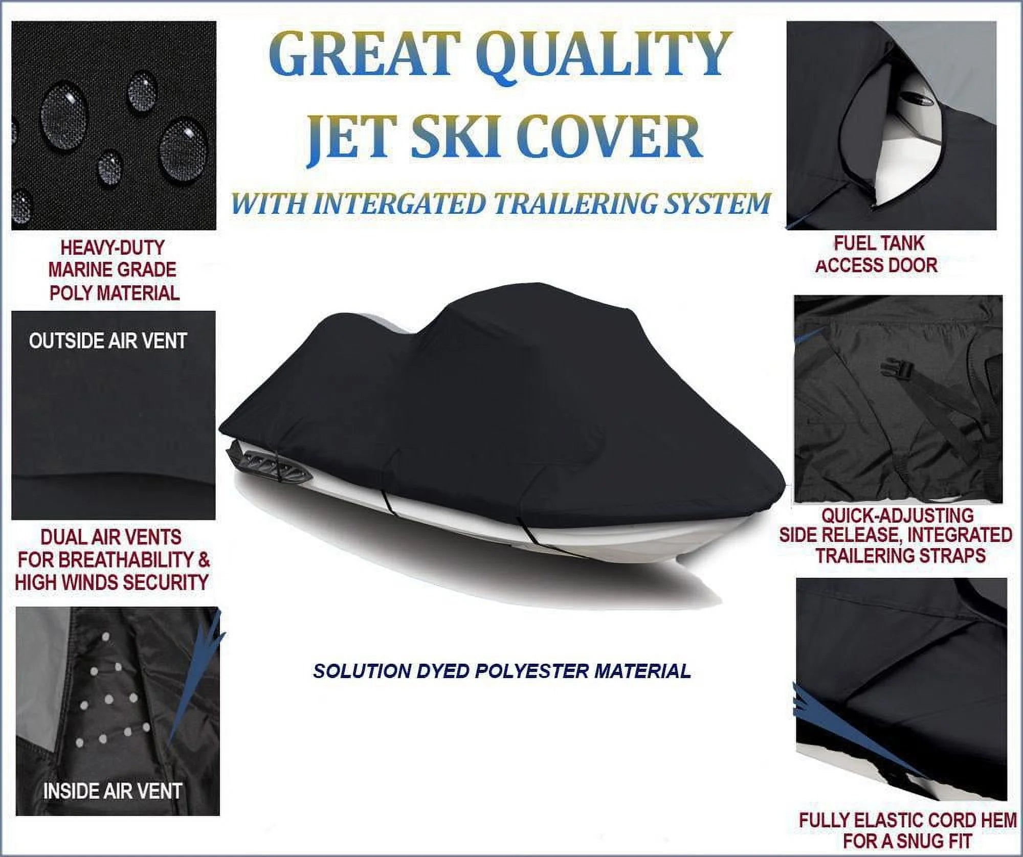 Black 600 Denier Jet Ski PWC Cover P86021