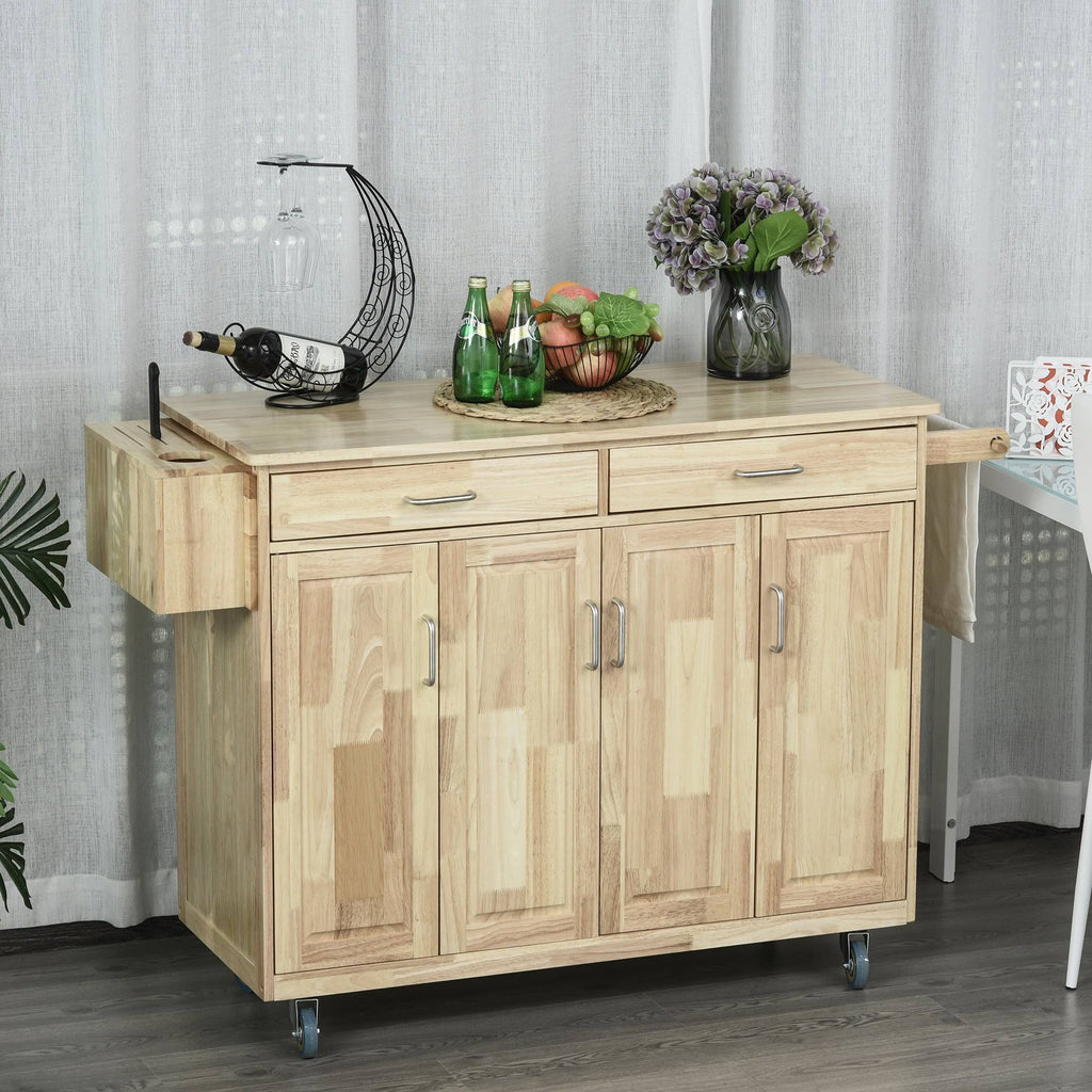 Wooden Rolling Kitchen Island Utility Trolley Storage Cart Q69800