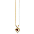 14kt Yellow Gold Garnet Heart Birthstone Necklace D3389