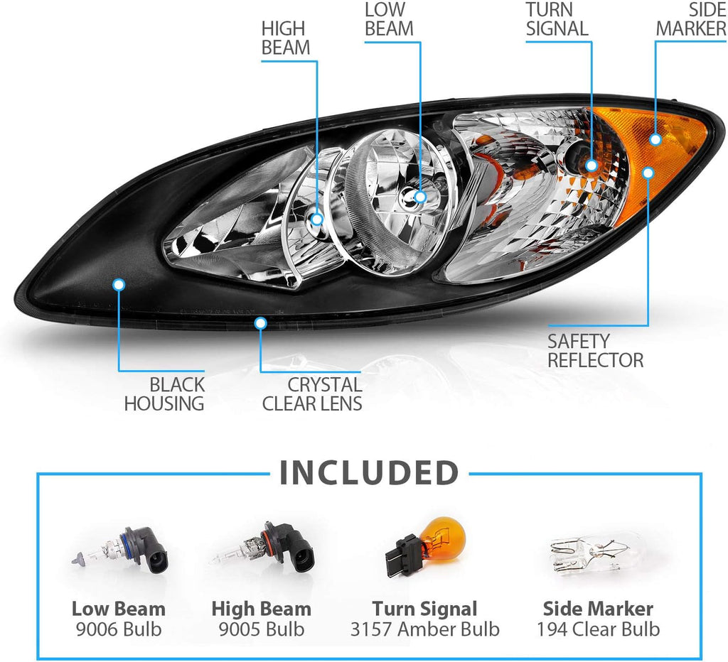 Black Replacement Headlights Set T98787