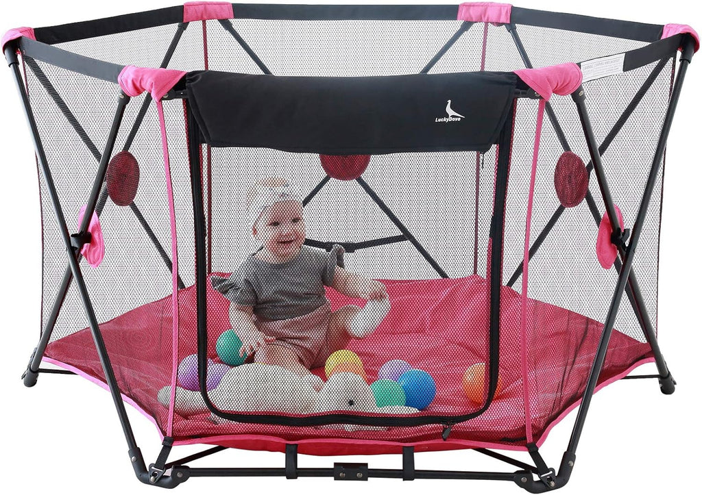 Portable Playpen with Padded Floor and Carrying Bag, Blue U82053