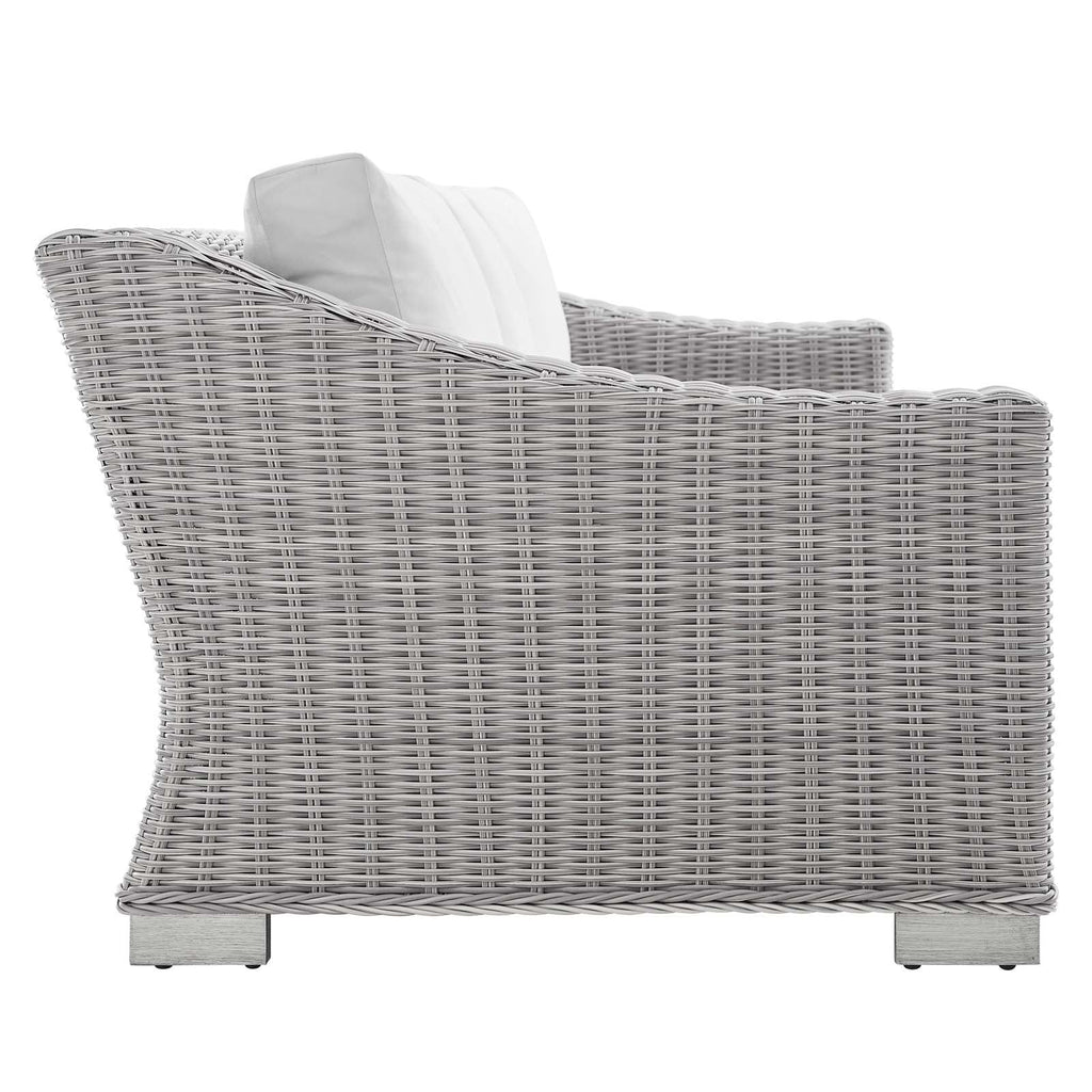 Light Gray White Wicker Rattan Patio Sofa V811065