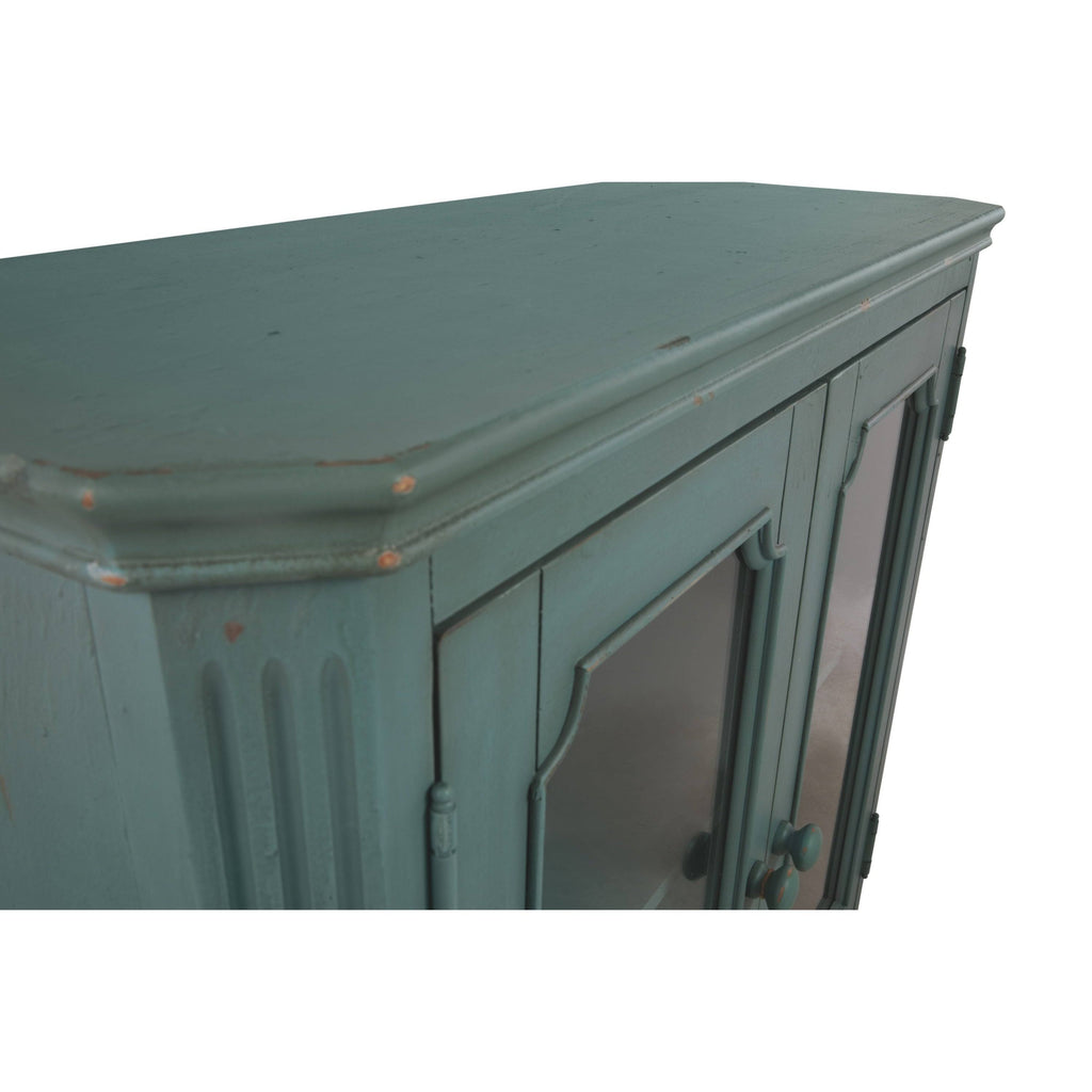 Antique Teal Door Accent Cabinet R903