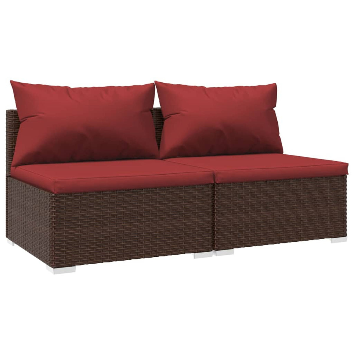 2 Piece Patio Furniture Set with Cushions Poly Rattan Brown I102839