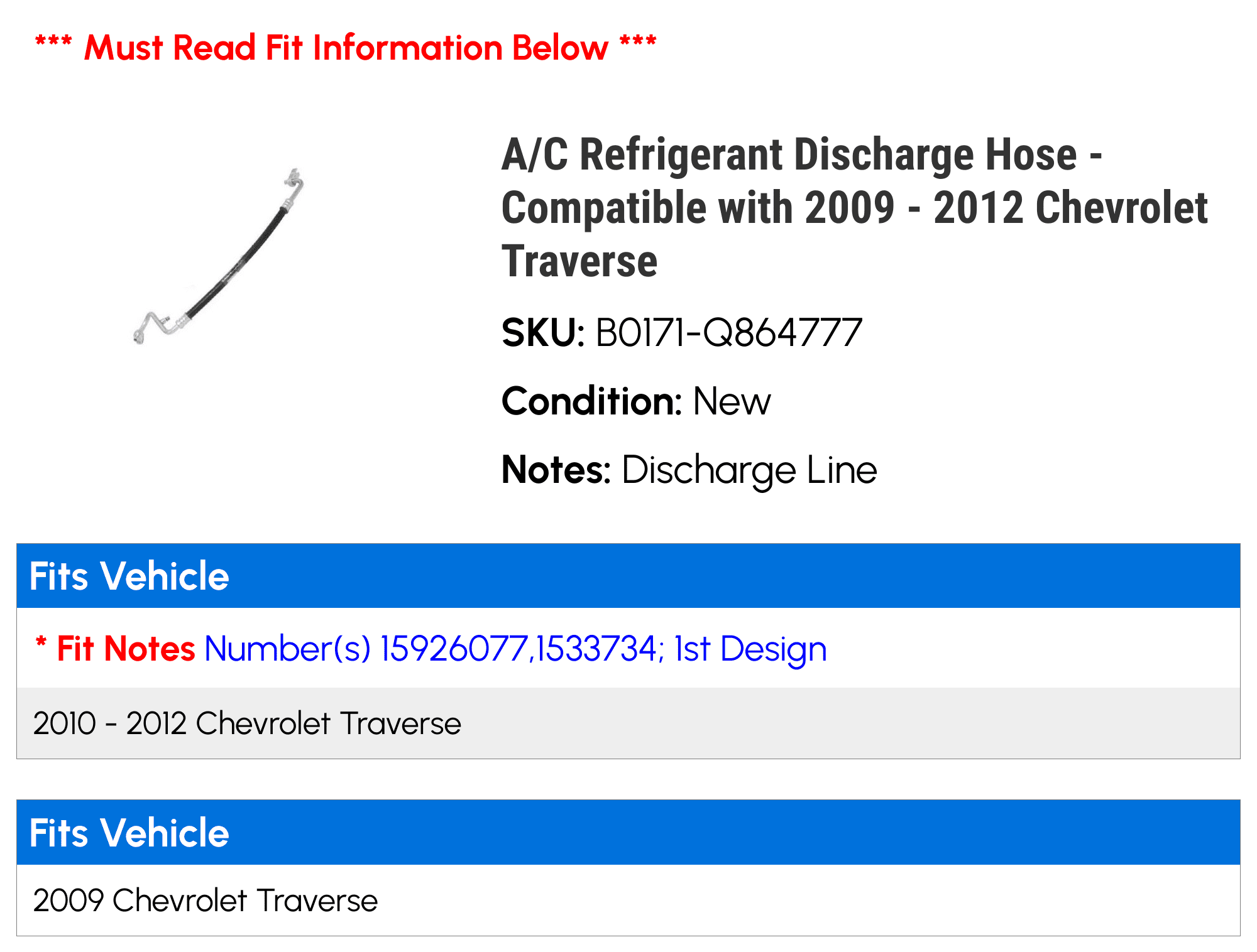 A/C Discharge Hose K203634