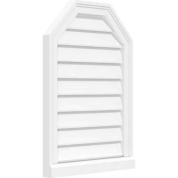 30x22W x 16x22H Octagonal Top Surface Mount PVC Gable Vent with Brickmoul K484