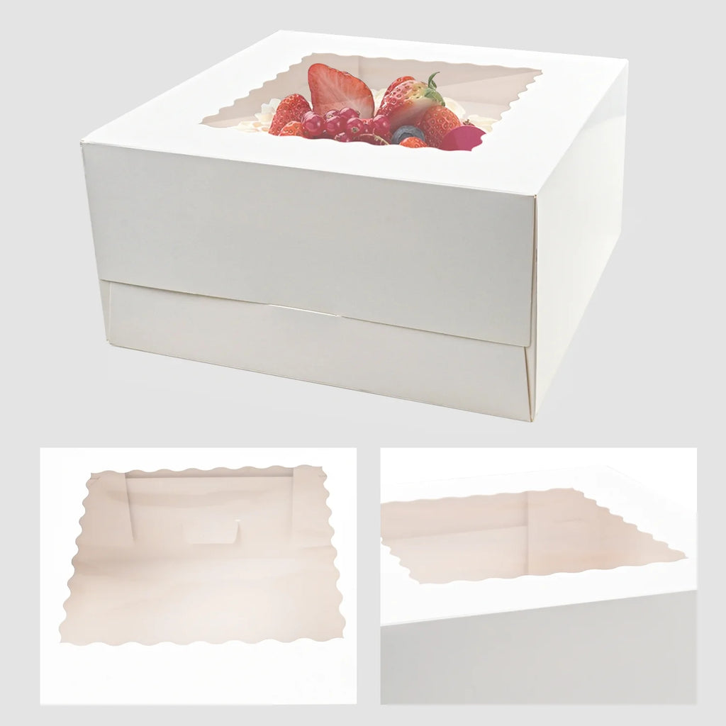 Cake Box with Window 24 PCS, 10x10x5 Inches White Bakery Boxes X60087
