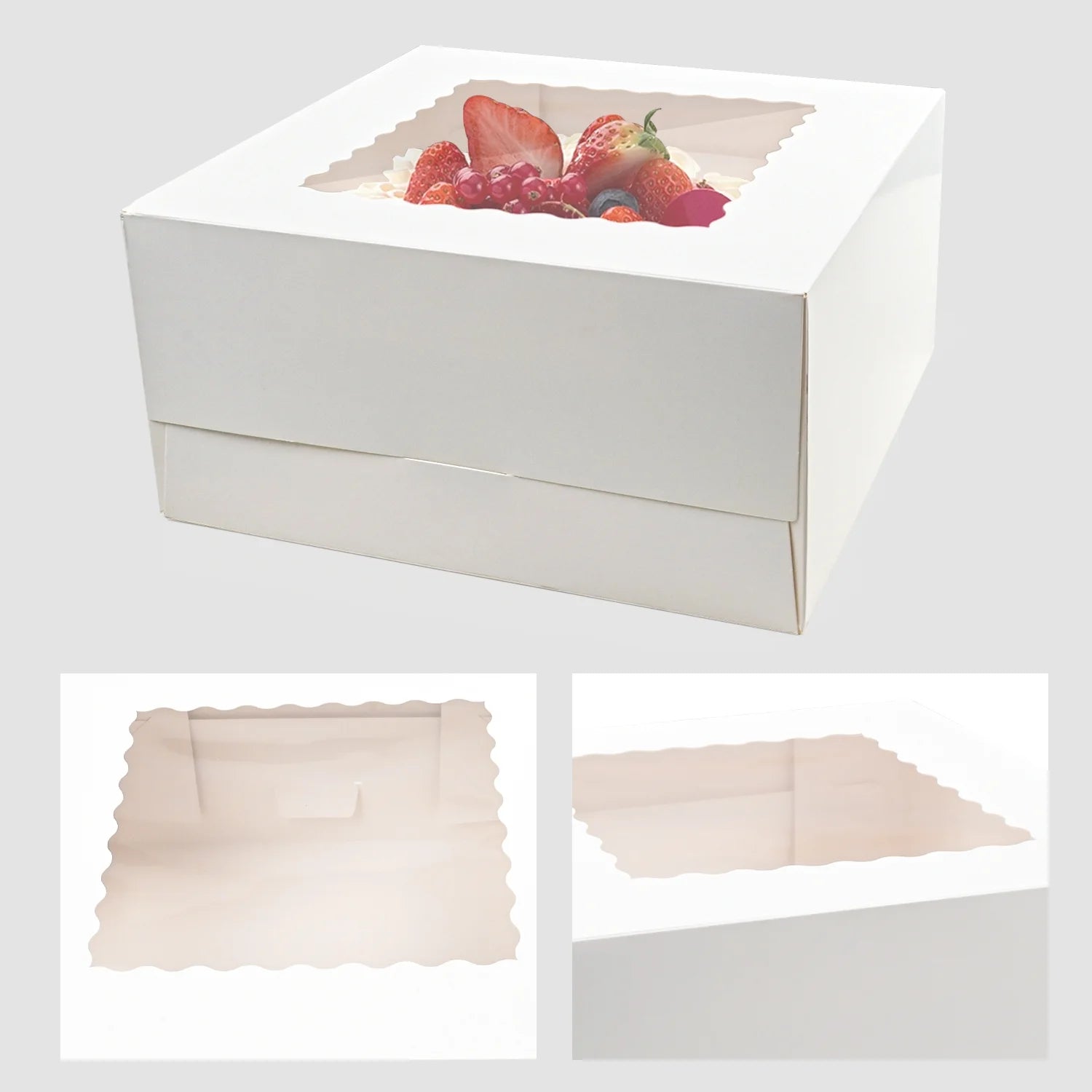 Cake Box with Window 24 PCS, 10x10x5 Inches White Bakery Boxes X60087