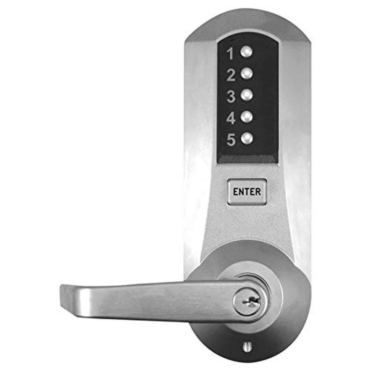 Cylindrical Push Button Lock with Lever, Satin Chrome Z4810