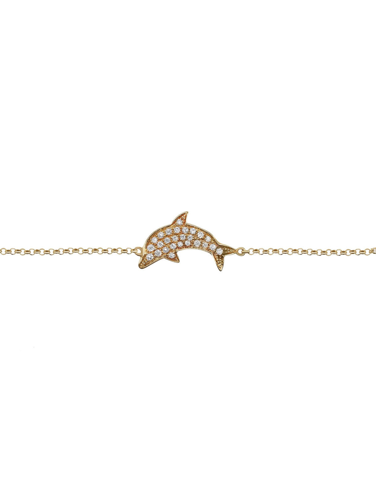 18K Yellow Gold Diamond Dolphin Chain Bracelet N345176