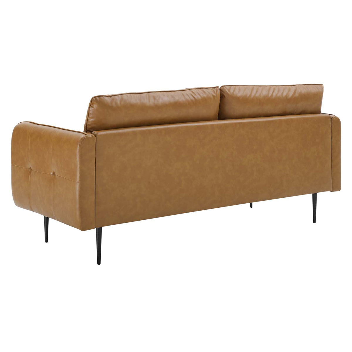 Tan Faux Leather Tufted Sofa J48748