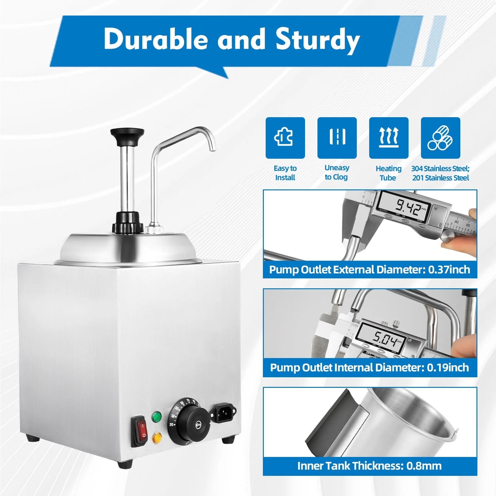 Nacho Cheese Dispenser Pump Caramel Warmer Tank 800W 110V O23903