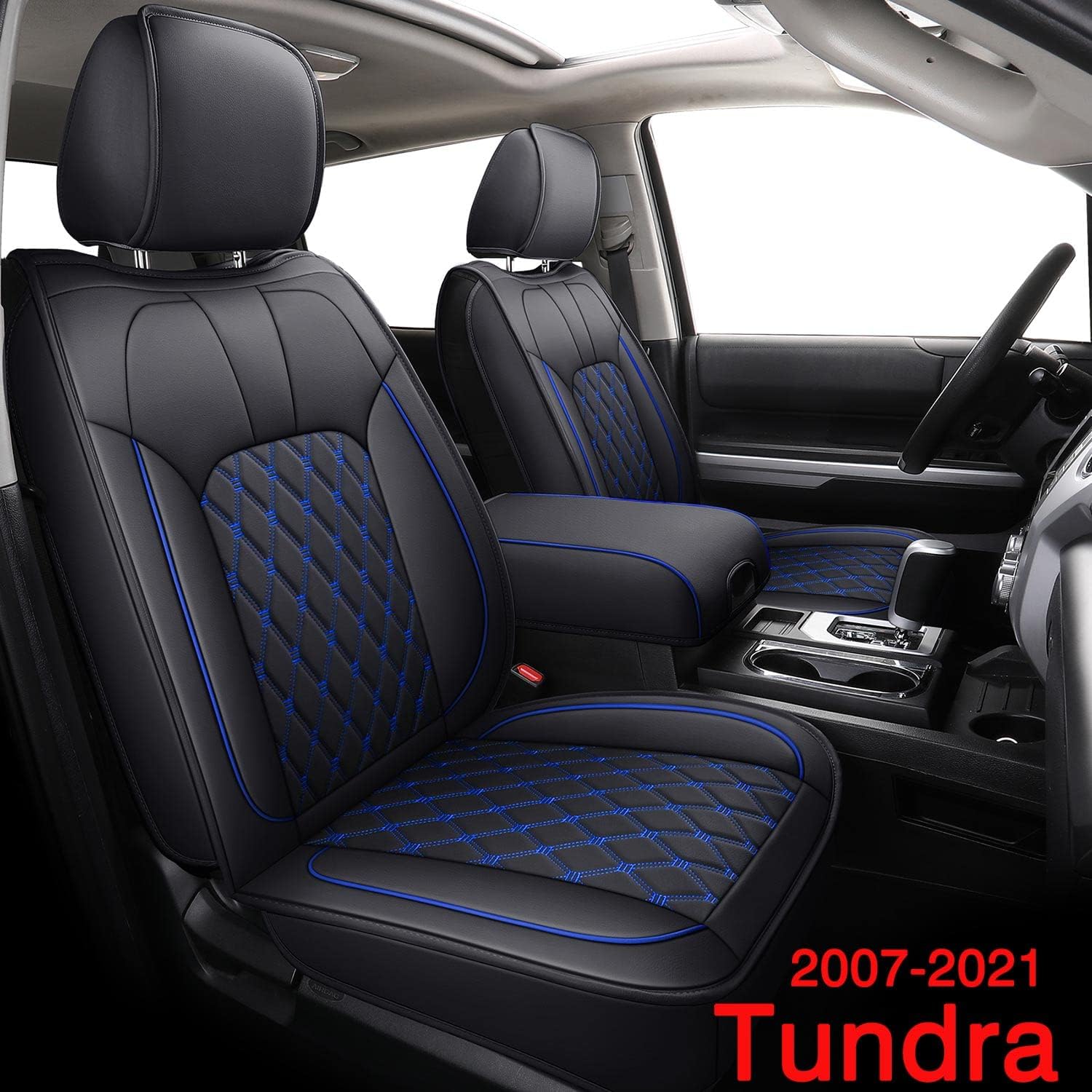Black&Blue Water Proof Faux Leather Full Set Car Seat Covers L679