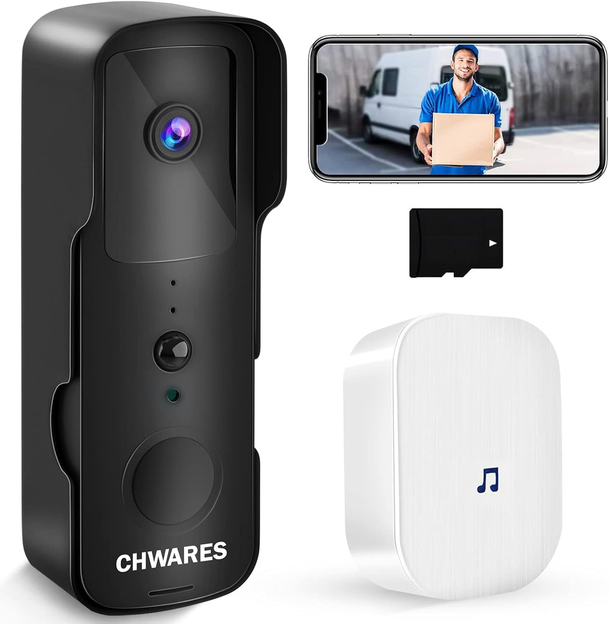 White 1080P HD Video Doorbell Camera Pack of 2 H820432