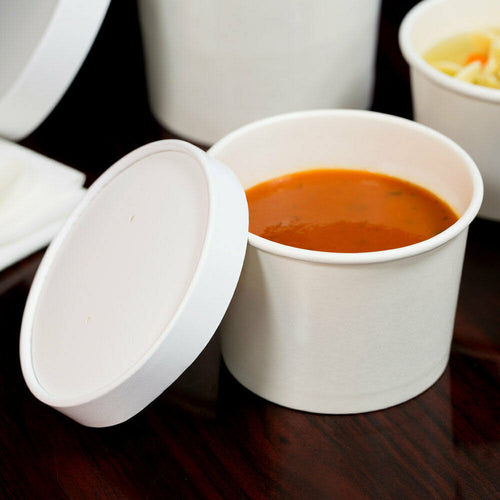 12 oz Double-Wall Poly White Paper Soup Cup with Vented Paper Lid - 250/Case L216889