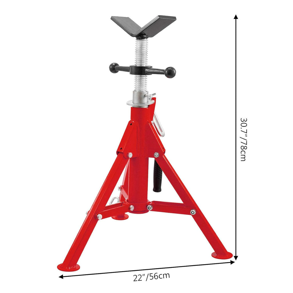 V Head Pipe Stand, Adjustable Height 20-37, 2500 lb. Load Capacity, Carbon Steel Y398