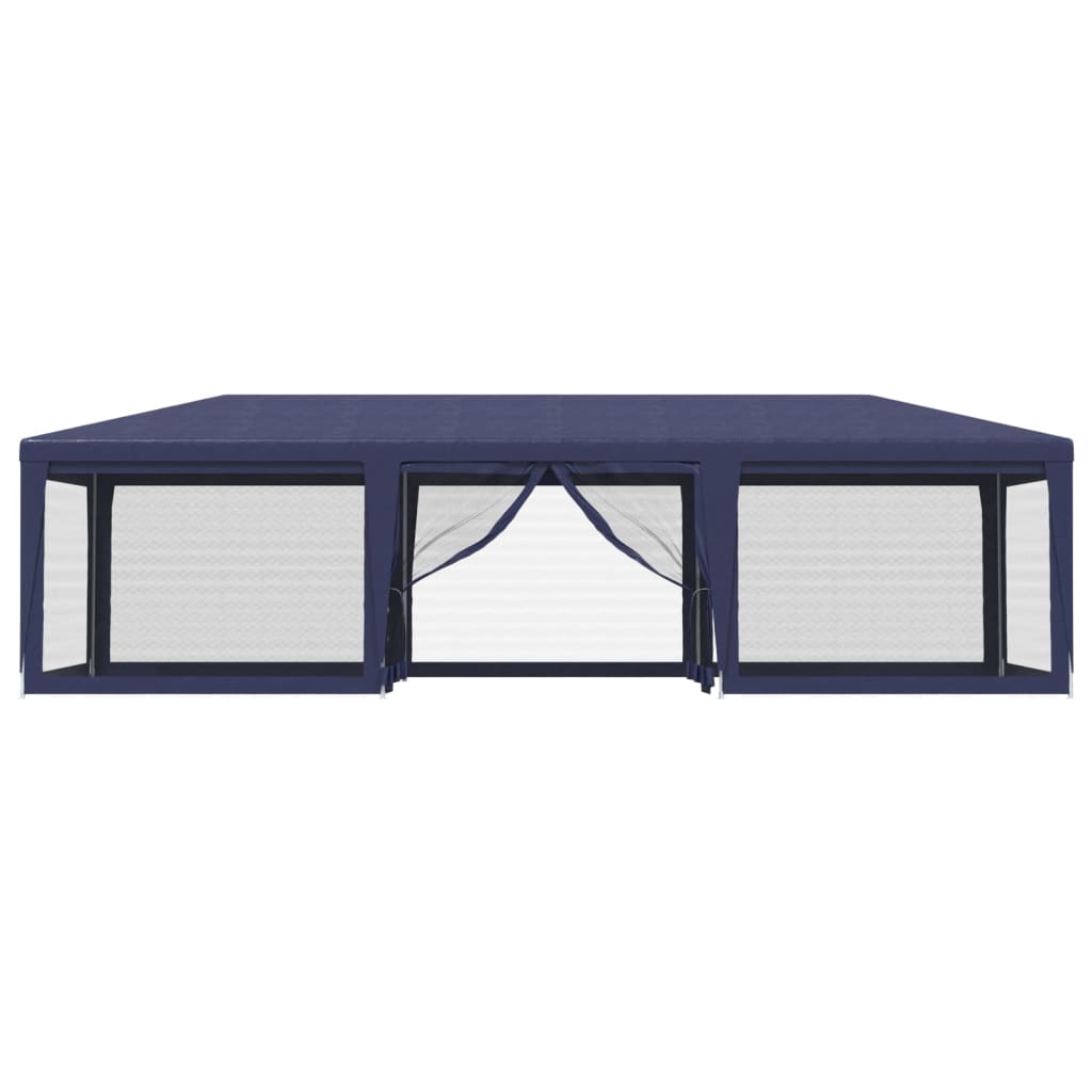 Party Tent with 8 Mesh Sidewalls Blue 29.5'x13.1' HDPE M6244