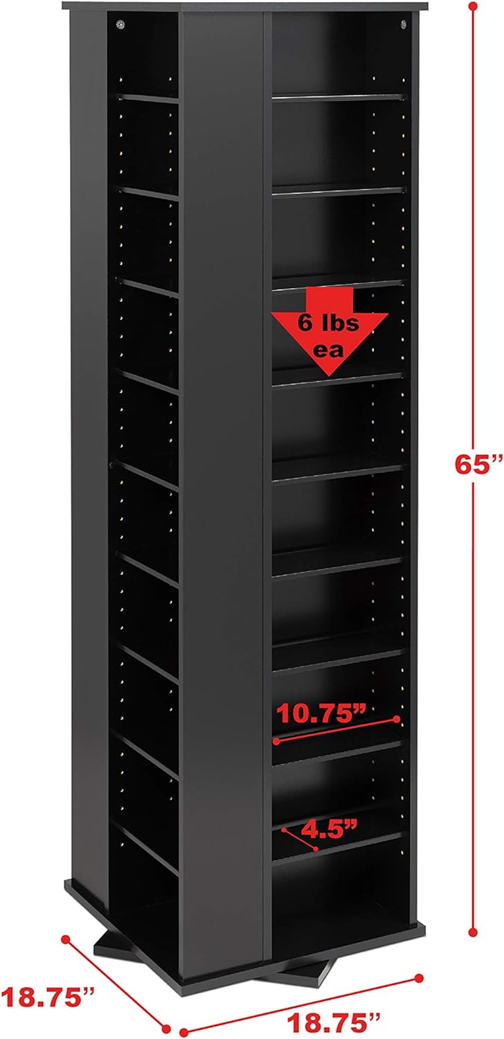 Black Four-Sided Spinning Tower Storage Cabinet C696284
