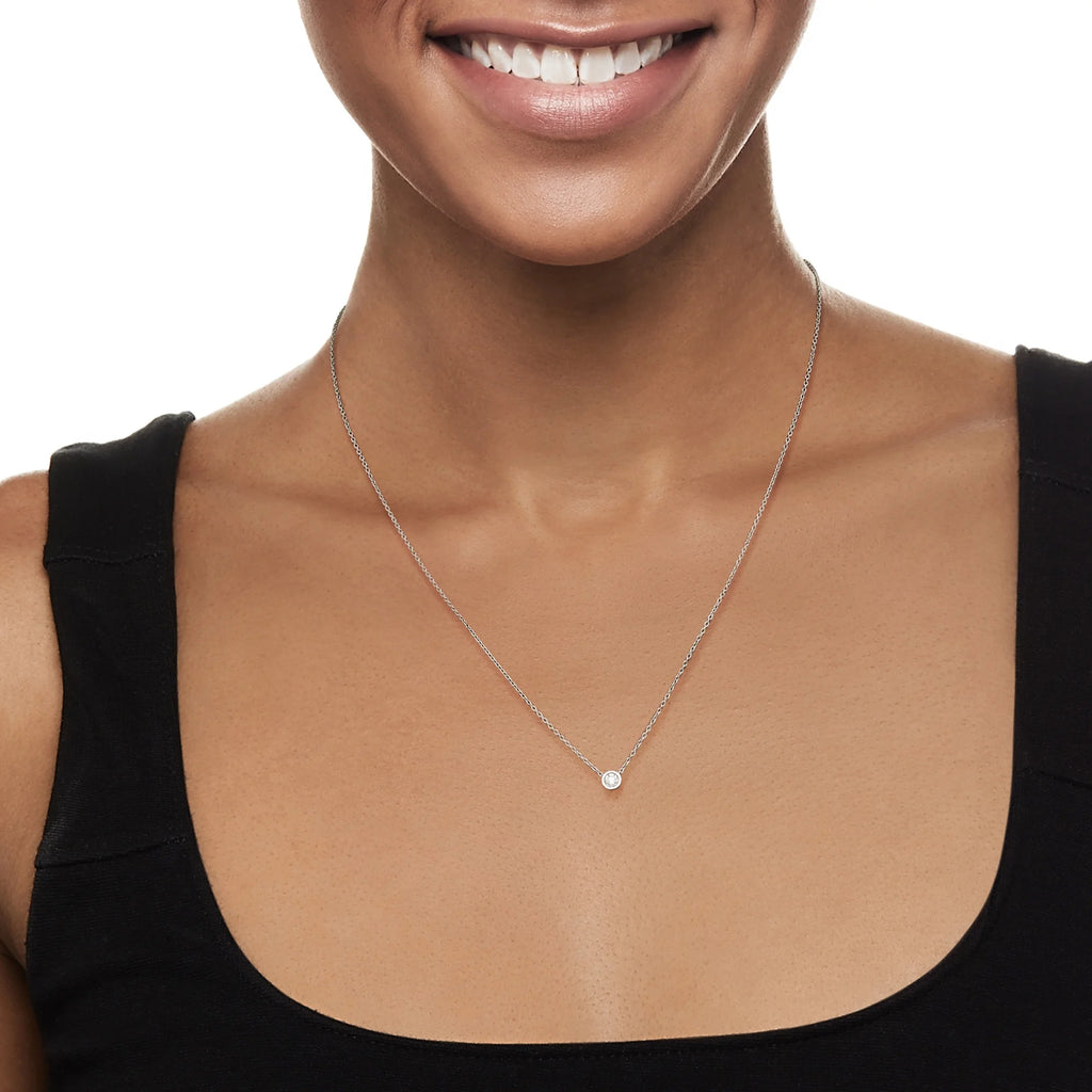 0.15 Carat Bezel-Set Lab-Grown Diamond Necklace in Sterling Silver G6441