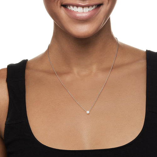 0.15 Carat Bezel-Set Lab-Grown Diamond Necklace in Sterling Silver G6441