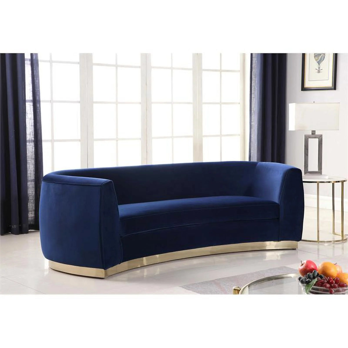 Navy and Gold 2-Piece Furniture Set with Accent Chair and Sofa R90405