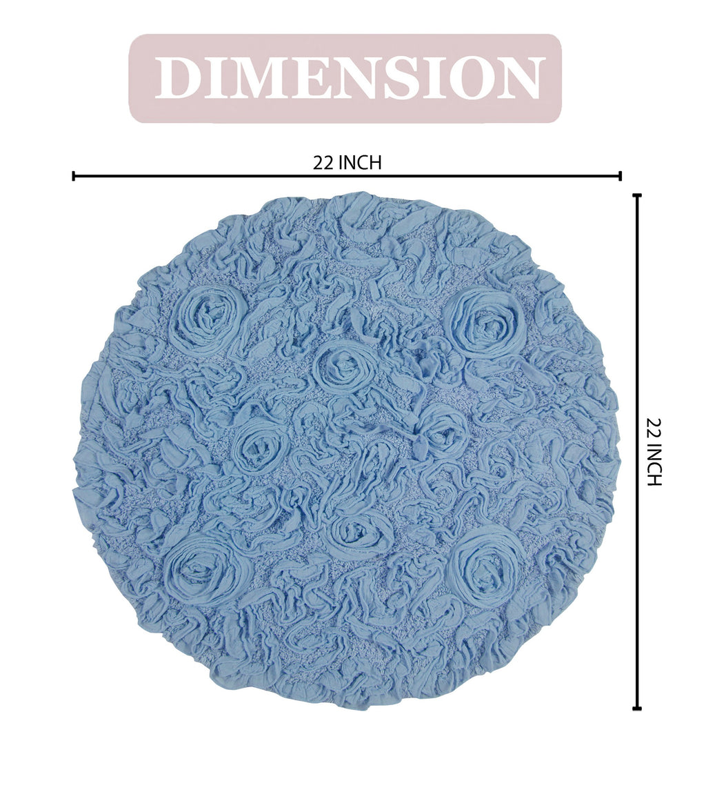 Sky Blue 22" Round Cotton Bathroom Rug K70544