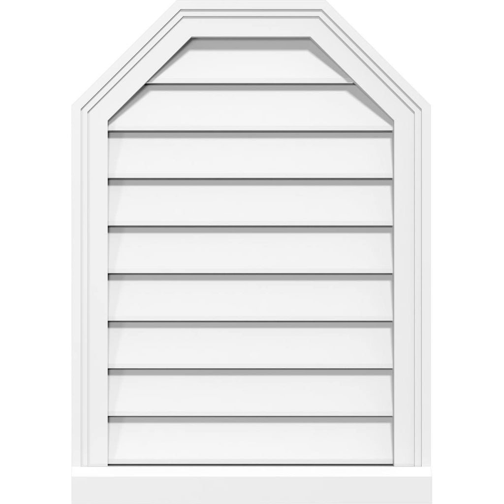 30x22W x 16x22H Octagonal Top Surface Mount PVC Gable Vent with Brickmoul K484