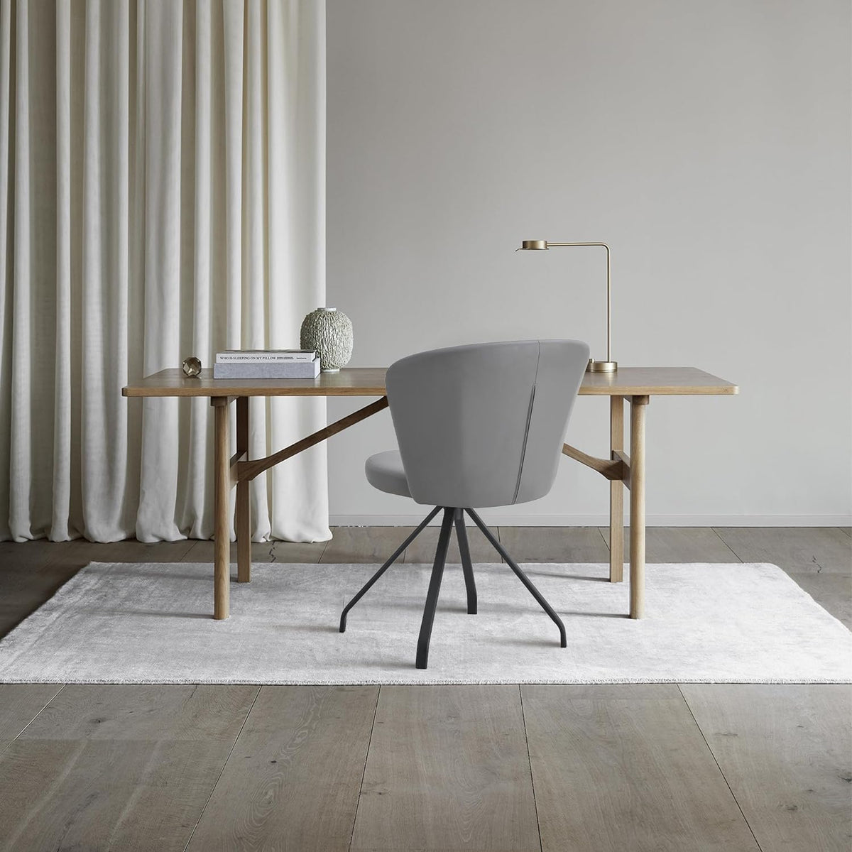 Milk White 360° Swivel PU Vanity Chair V5806