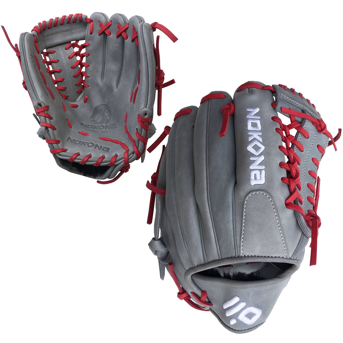 Gray 11.5 inch Baseball Glove with Red Lacing Q720544