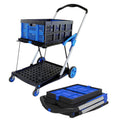2-Tier Folding Utility Cart with Collapsible Crate D659718