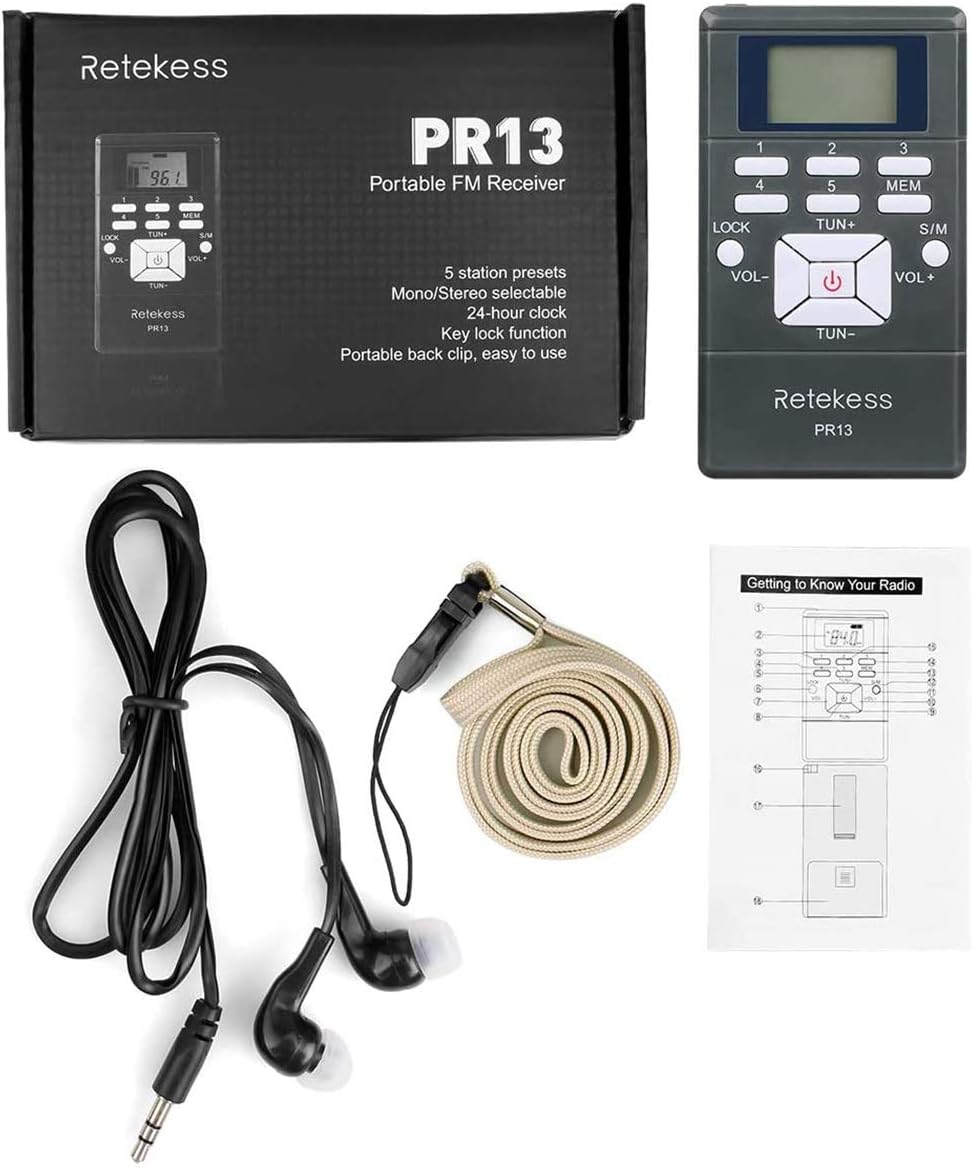 Wireless Microphone Headset System with 1 Transmitter and 5 Portable FM Radio Receiver with Earphone B170