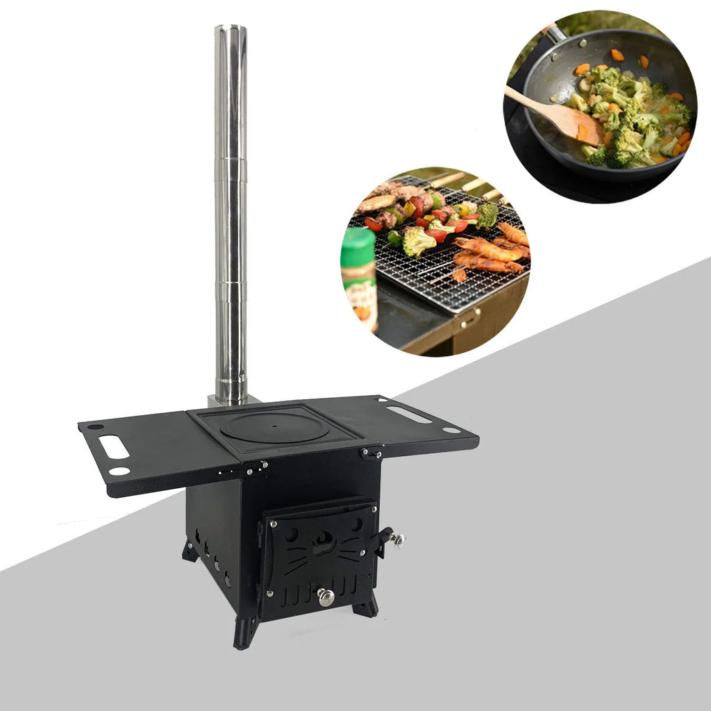 Portable Wood Burning Stove with Chimney Pipe F574