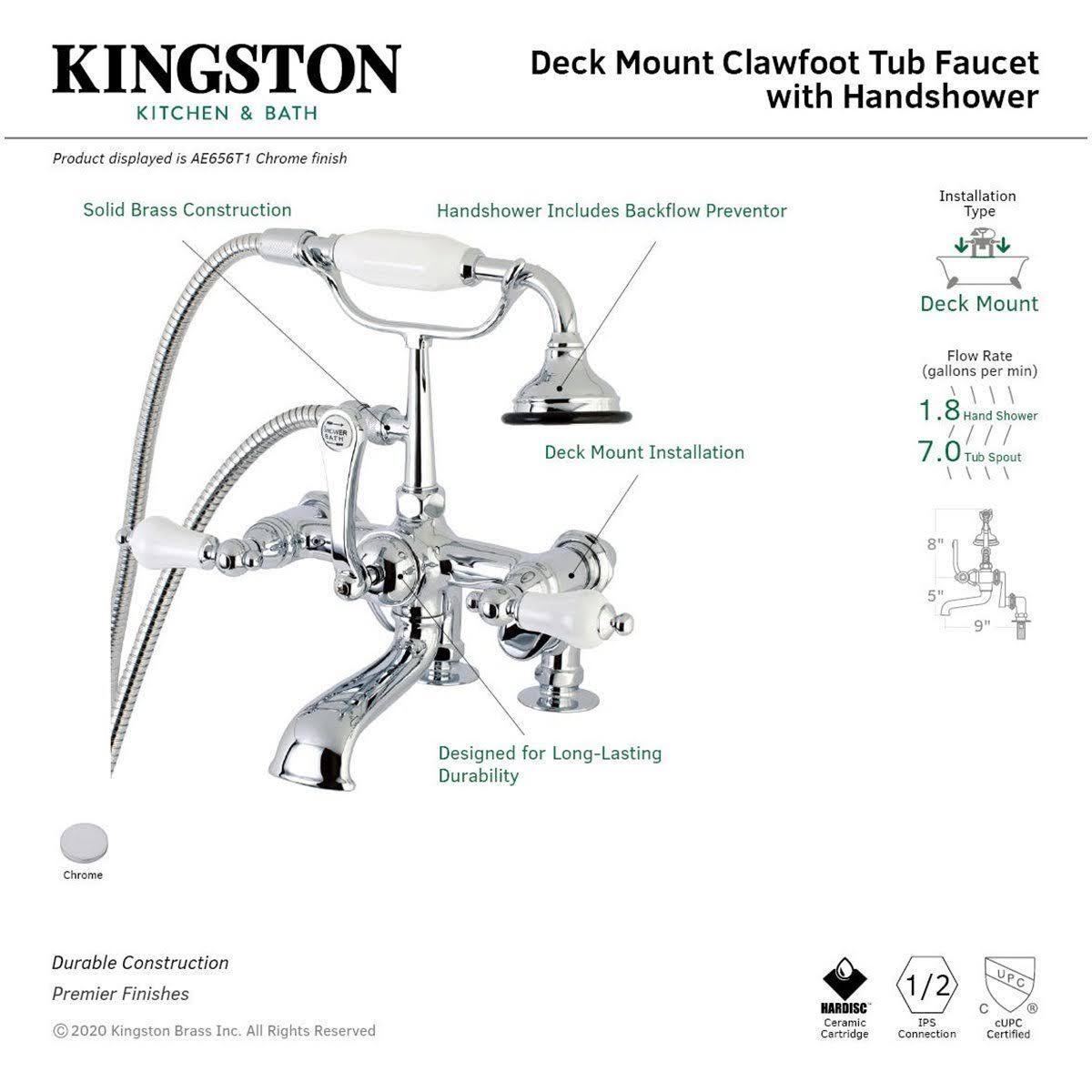 Chrome Clawfoot Tub Faucet with Hand Shower N707965