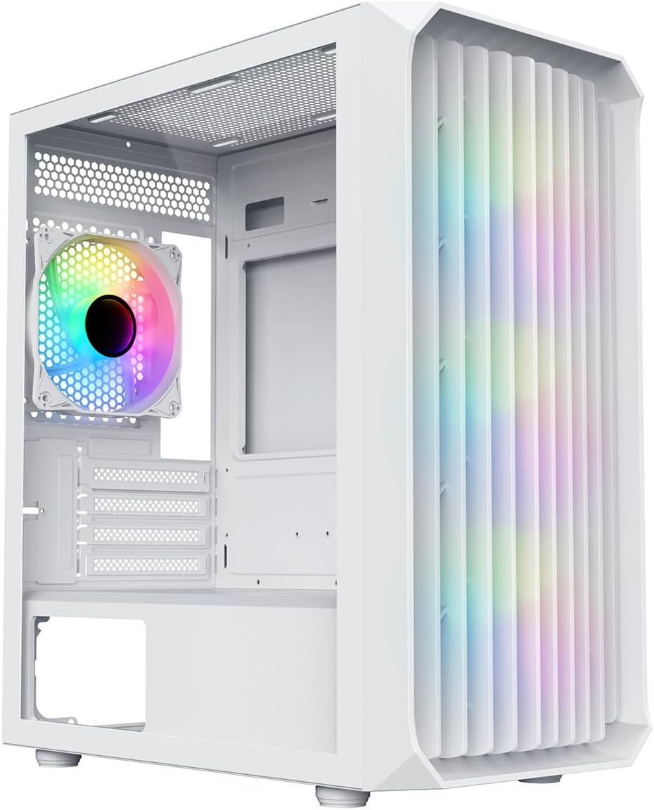 White Micro-ATX PC Gaming Case with Mesh Front Panel & Tempered Glass Side Panel Z660408