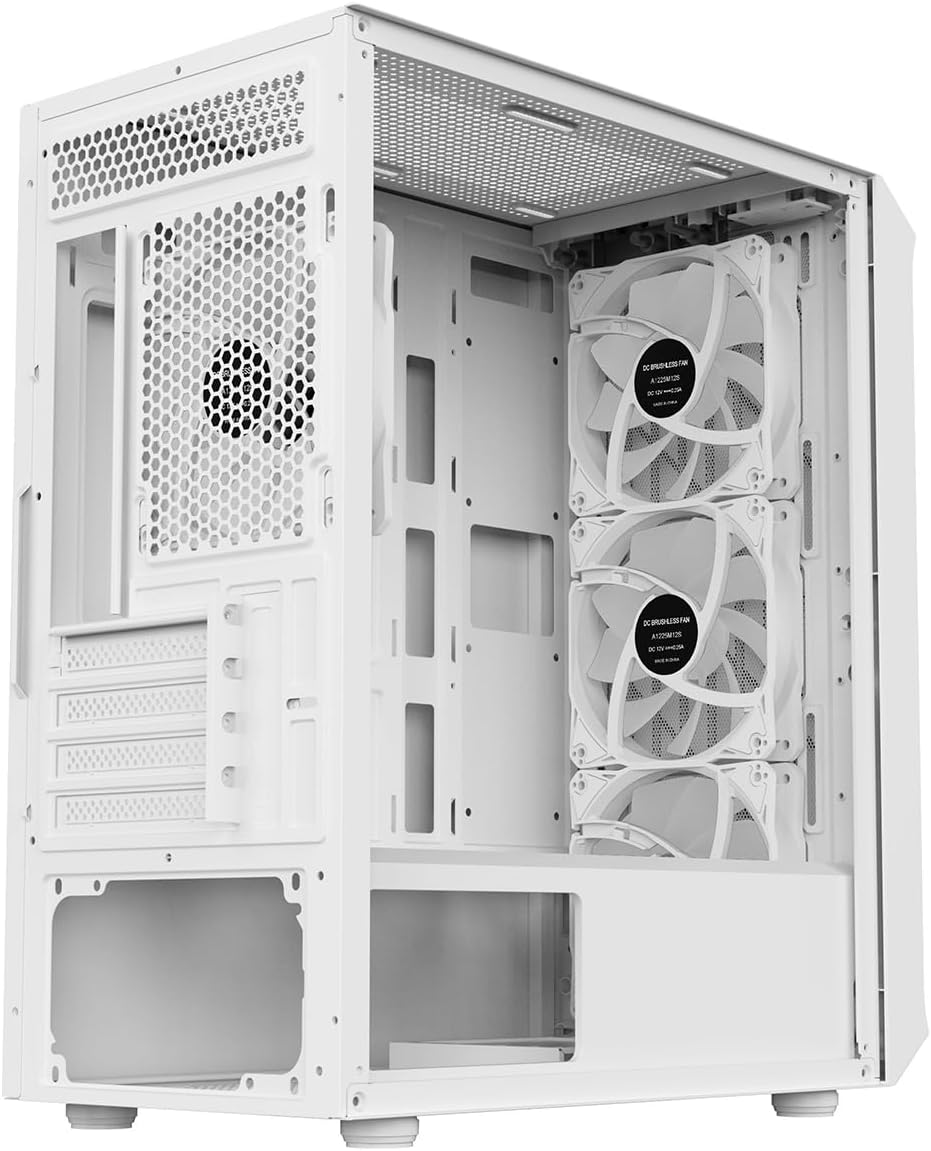 White Micro-ATX PC Gaming Case with Mesh Front Panel & Tempered Glass Side Panel Z660408