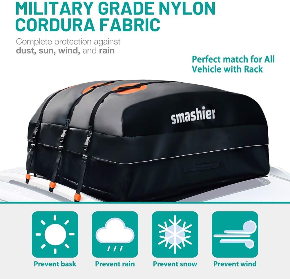 16 Cubic Feet Waterproof Nylon Roof Cargo Carrier Bag O72565