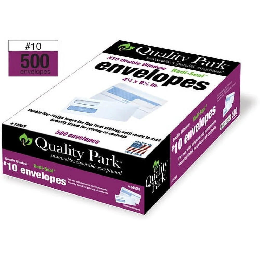 White Double Window #10 Envelope 500/Box B4125