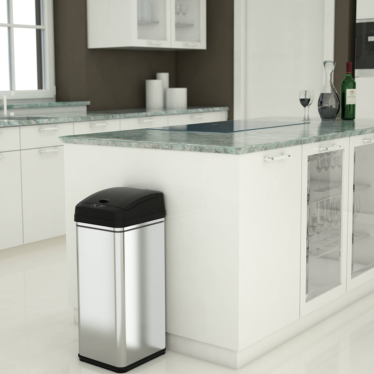 13 Gallon and 2.5 Gallon Stainless Steel Sensor Trash Cans Set of 2 E678721