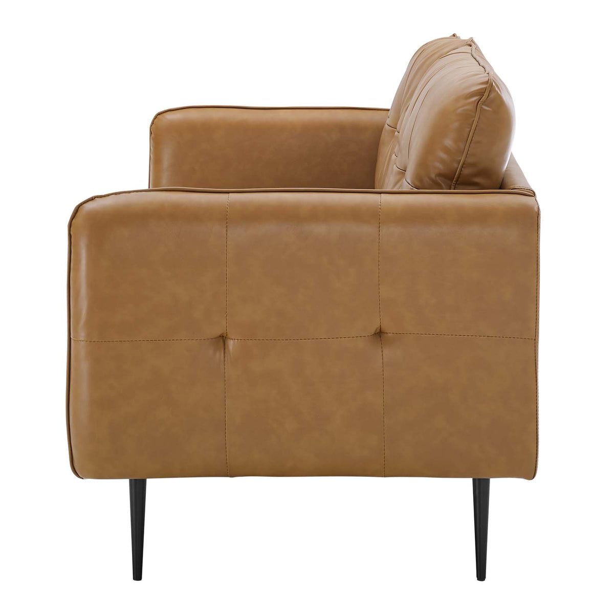 Tan Faux Leather Tufted Sofa J48748